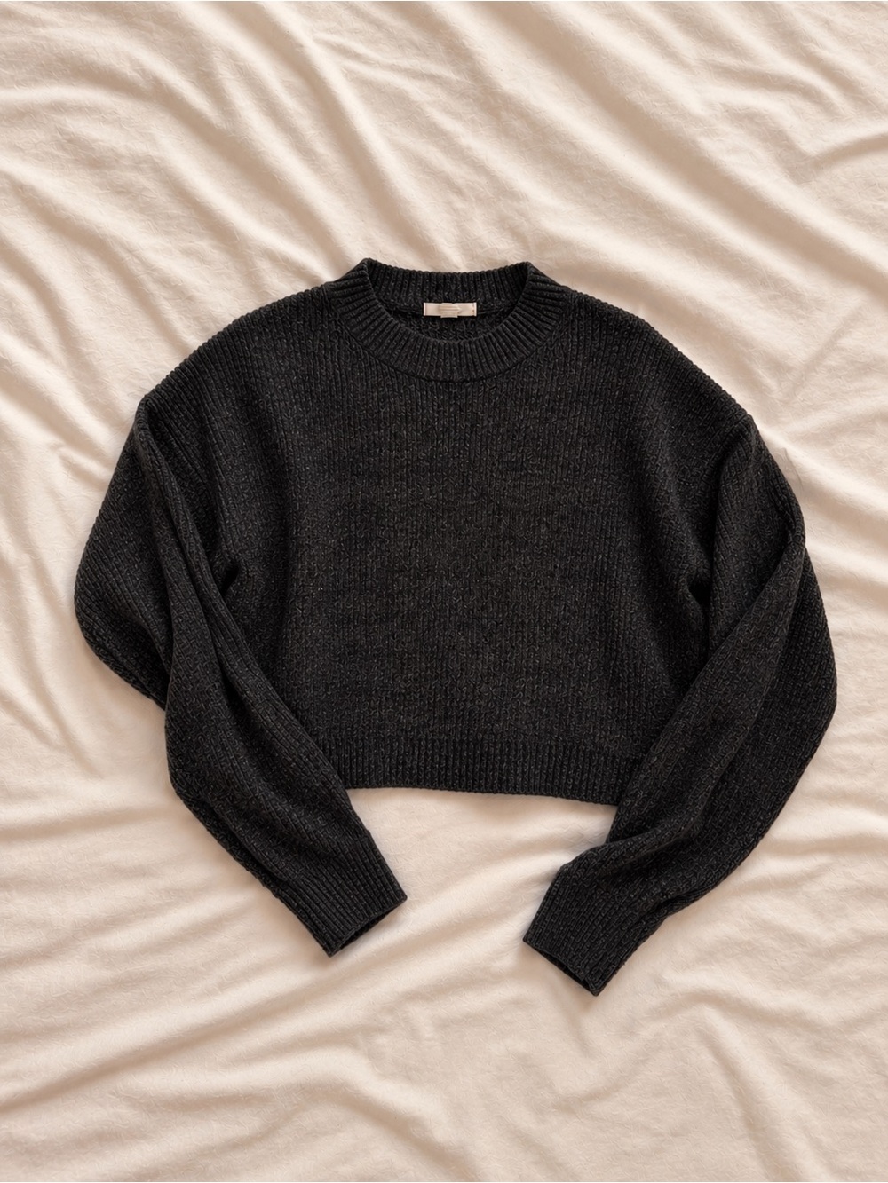 Ardene Black Cropped Crew Mock Neck Sweater